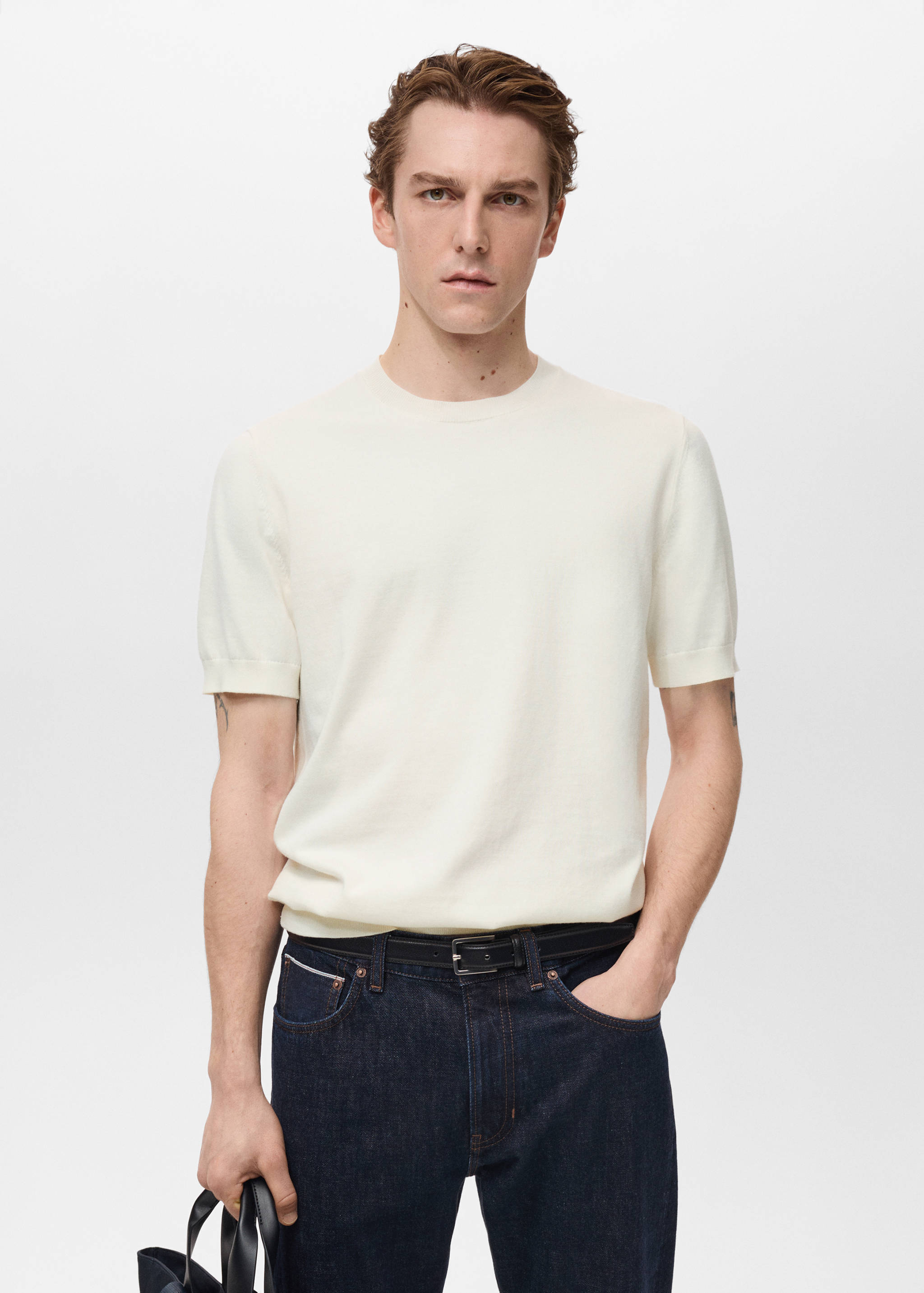 T-shirt maille fine coton - Plan moyen