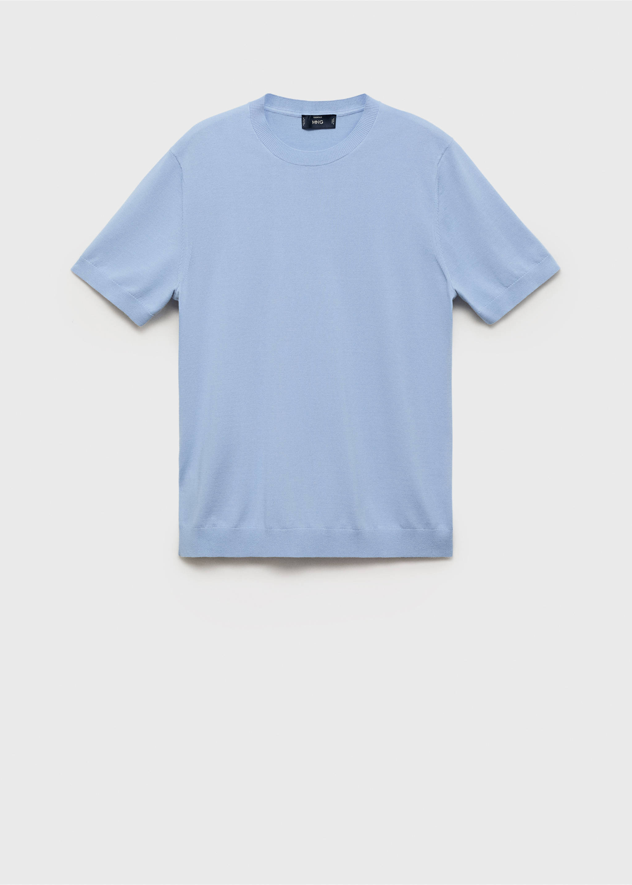 Fijngebreid katoenen T-shirt - Artikel zonder model, Hemelsblauw. Ref: 87044410-00.