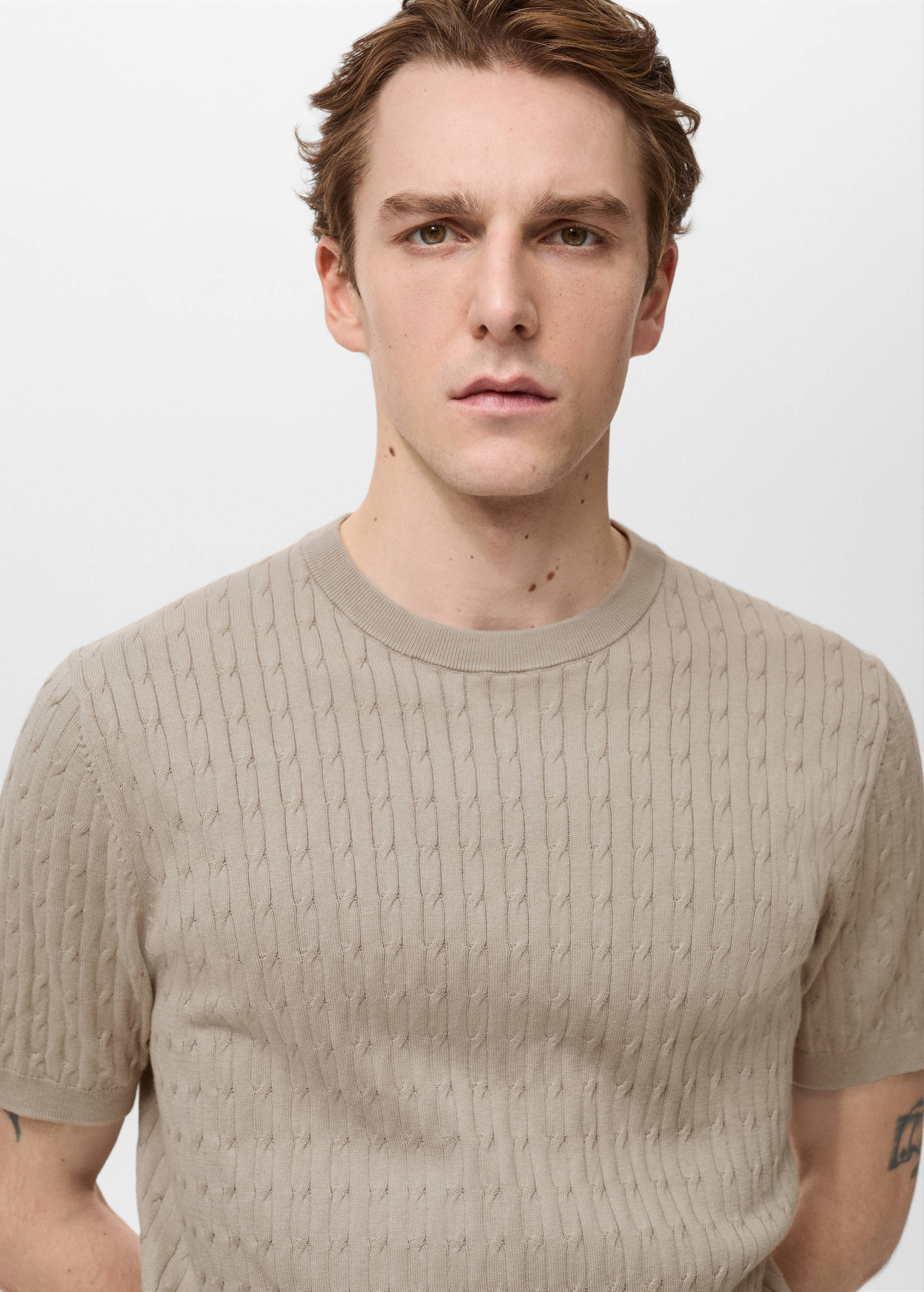 Braided fine-knit t-shirt - Details of the article 1