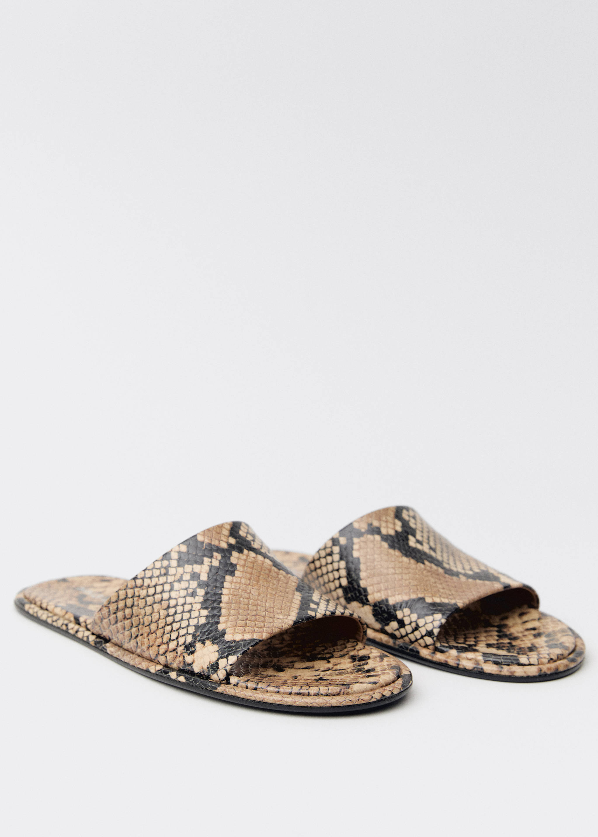 Animal-print leather sandals - Medium plane