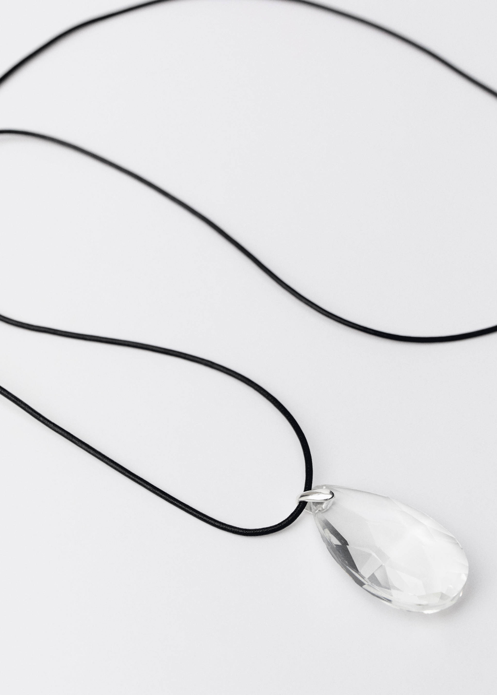 Crystal pendant leather necklace - Medium plane