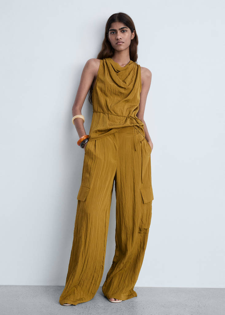 Textured bow top — Olive Green