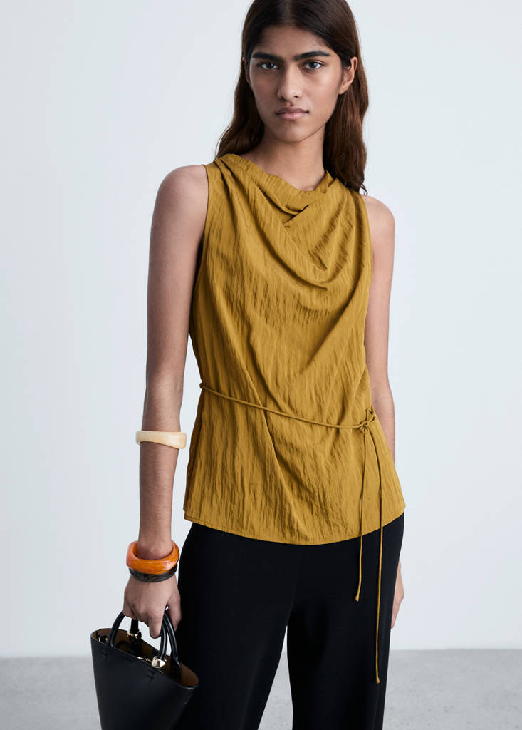 Textured bow top — Olive Green