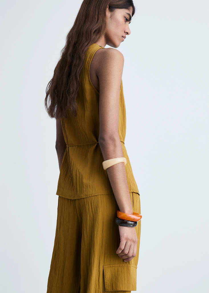 Textured bow top — Olive Green