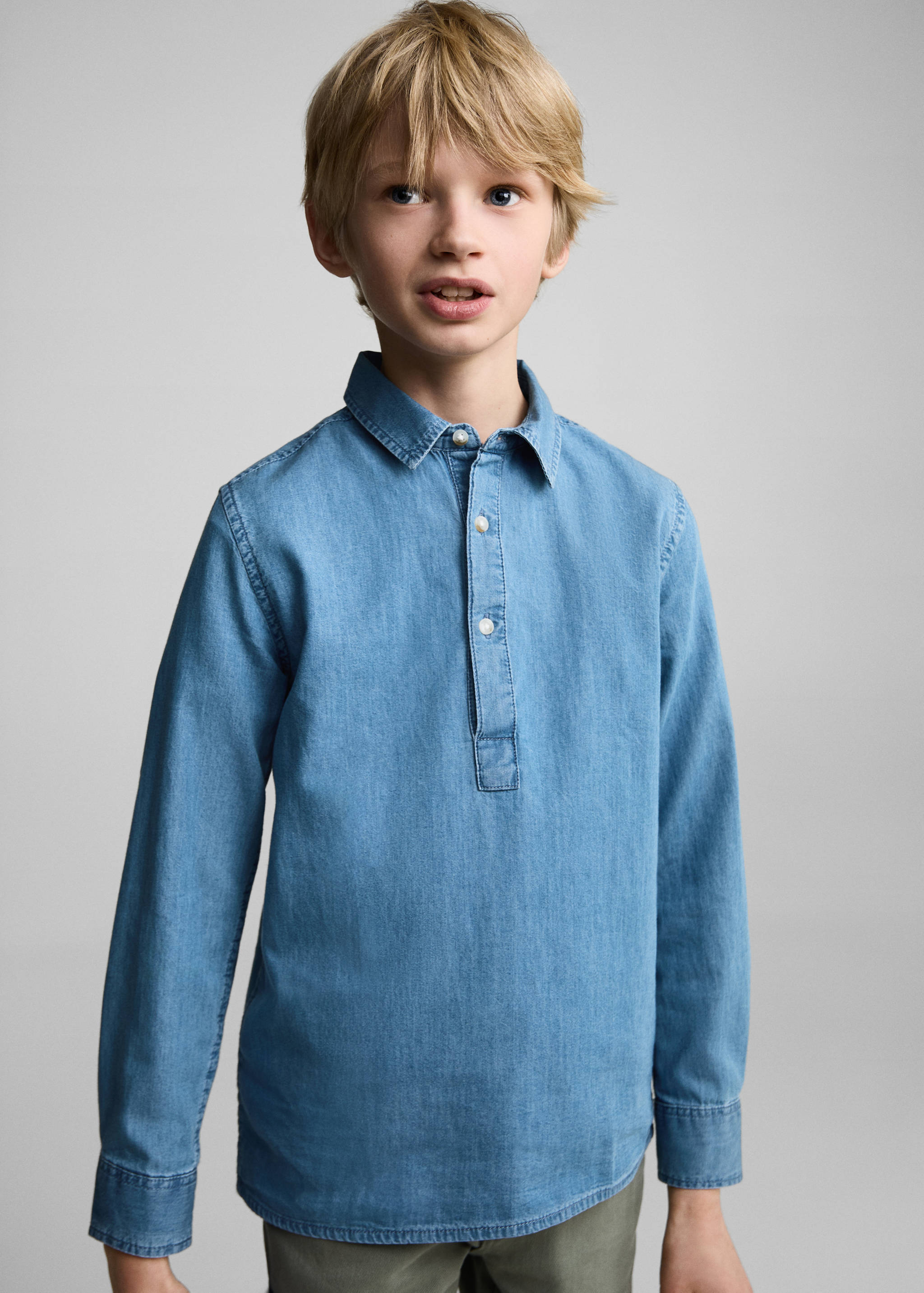 Denim shirt with polo collar - Medium plane