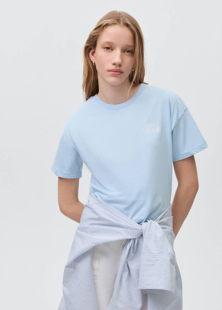 Message cotton T-shirt — Blue