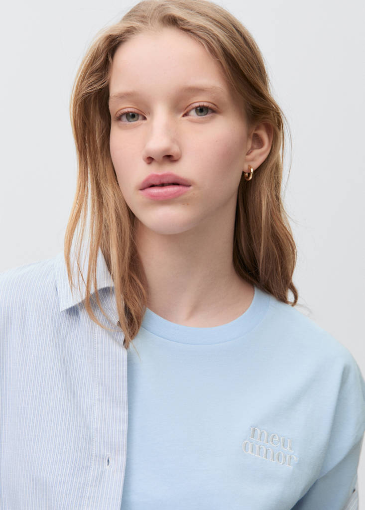 Message cotton T-shirt — Blue