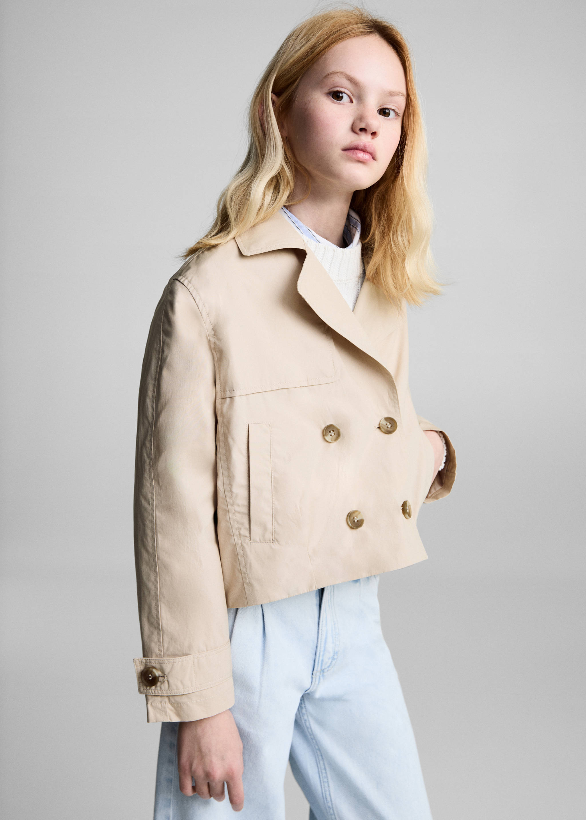 Veste crop double boutonnage - Plan moyen