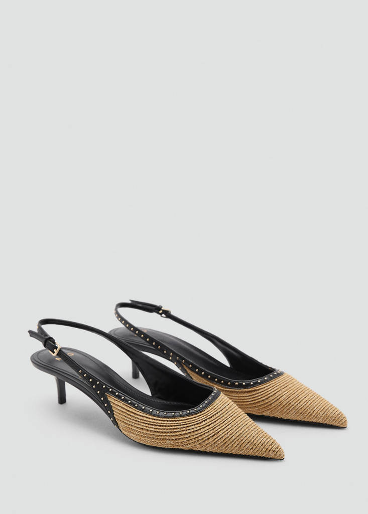 Natural fibre kitten-heel shoes — Sand