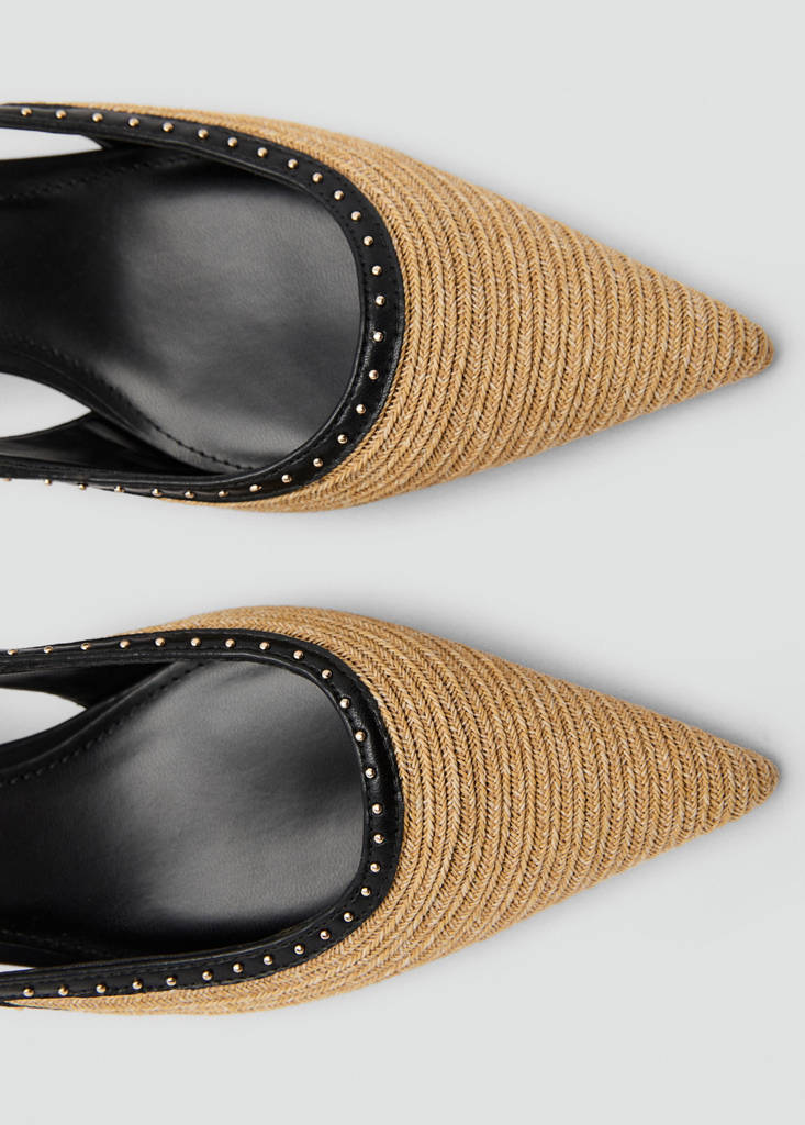 Natural fibre kitten-heel shoes — Sand