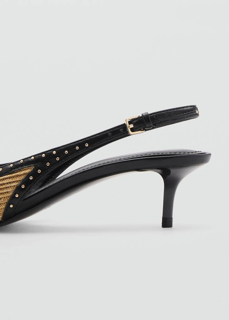 Natural fibre kitten-heel shoes — Sand