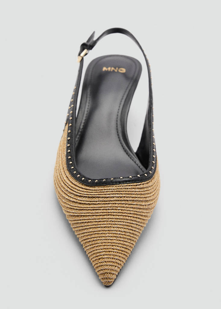 Natural fibre kitten-heel shoes — Sand