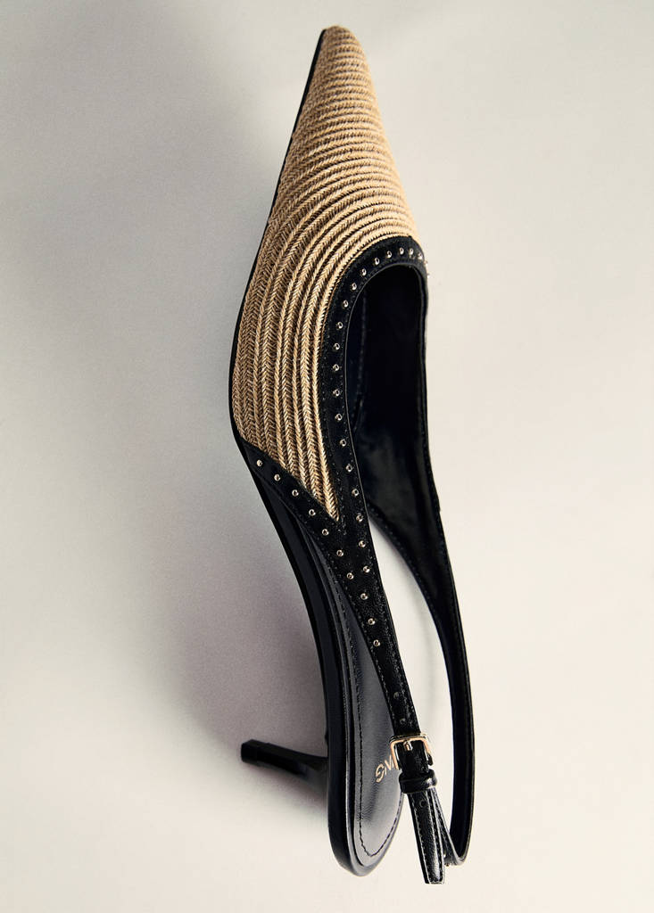 Natural fibre kitten-heel shoes — Sand