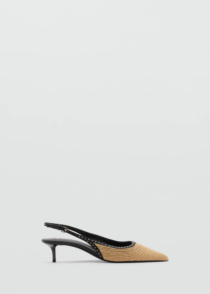 Natural fibre kitten-heel shoes — Sand