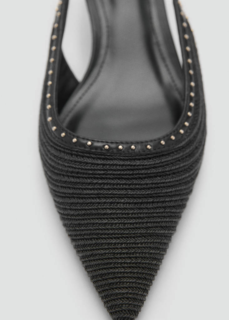 Natural fibre kitten-heel shoes — Black