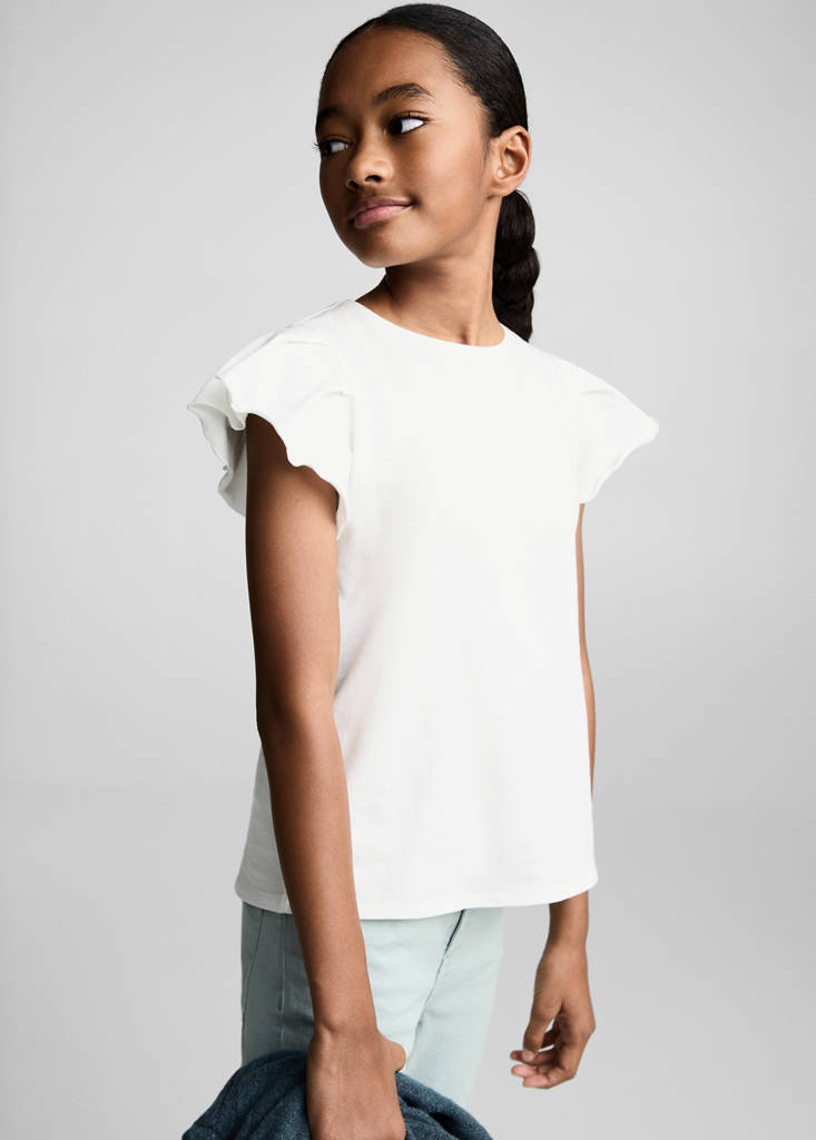 Short-sleeved ruffle t-shirt — Off White