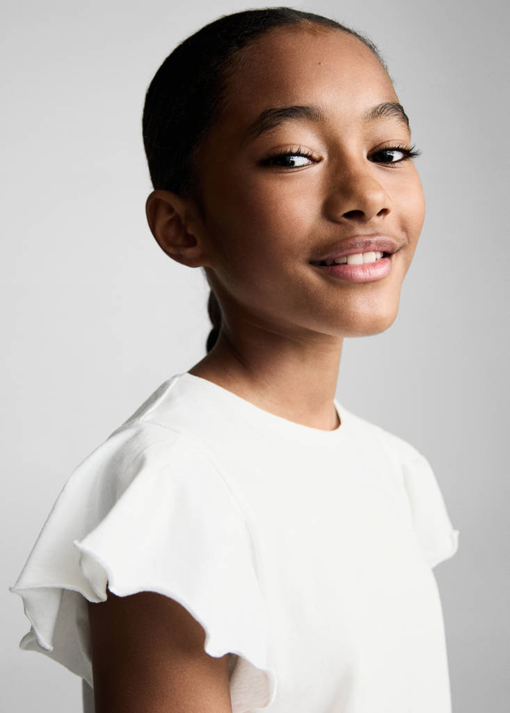Short-sleeved ruffle t-shirt — Off White