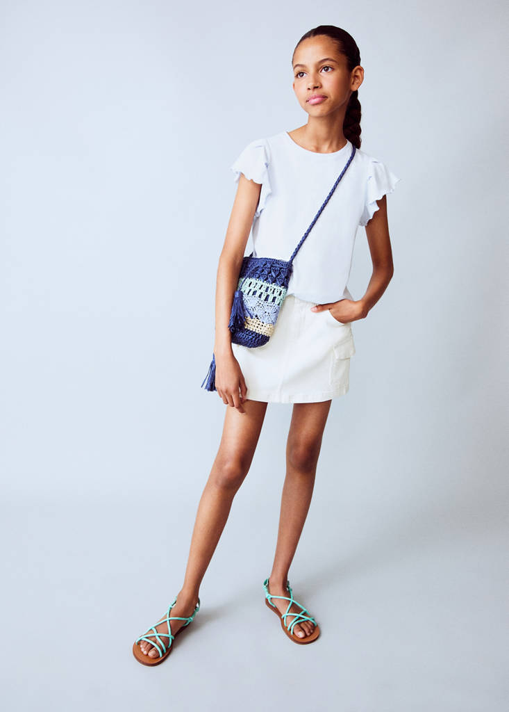 Short-sleeved ruffle t-shirt — Sky Blue