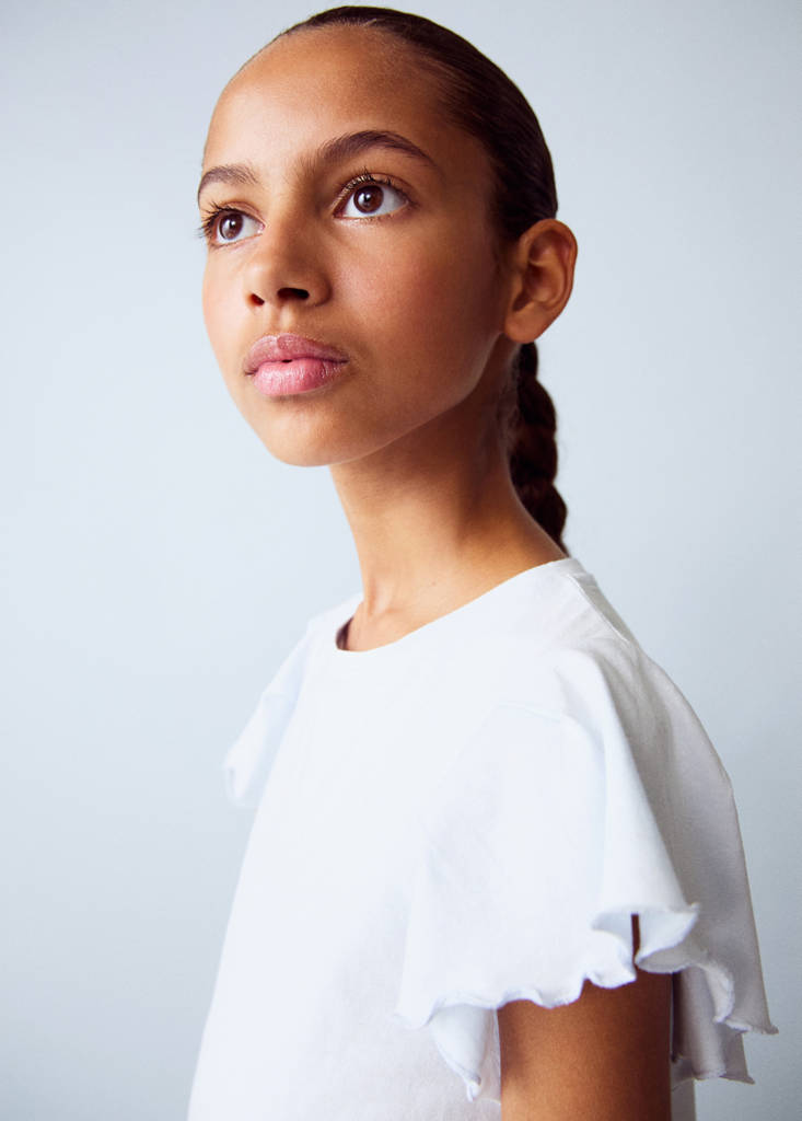 Short-sleeved ruffle t-shirt — Sky Blue