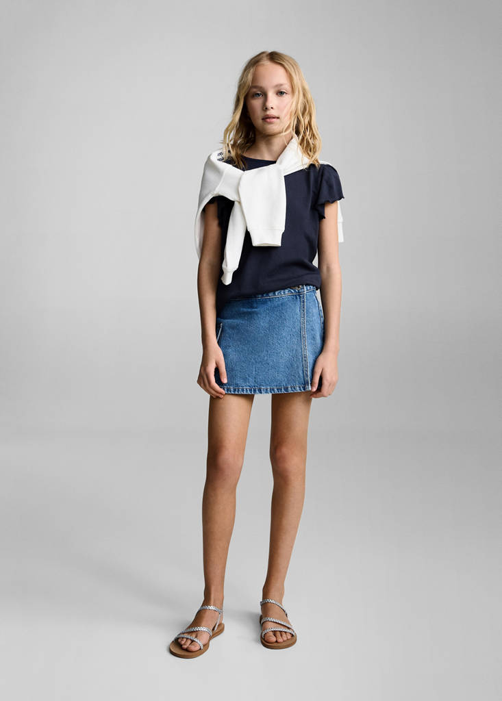 Short-sleeved ruffle t-shirt — Dark Navy