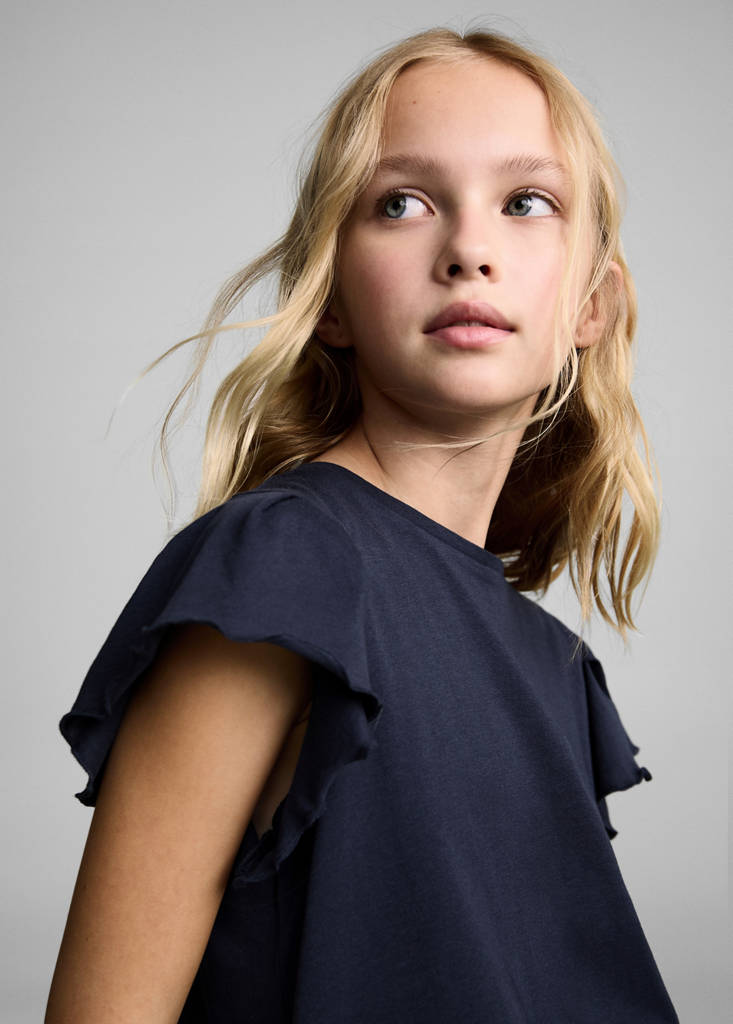 Short-sleeved ruffle t-shirt — Dark Navy