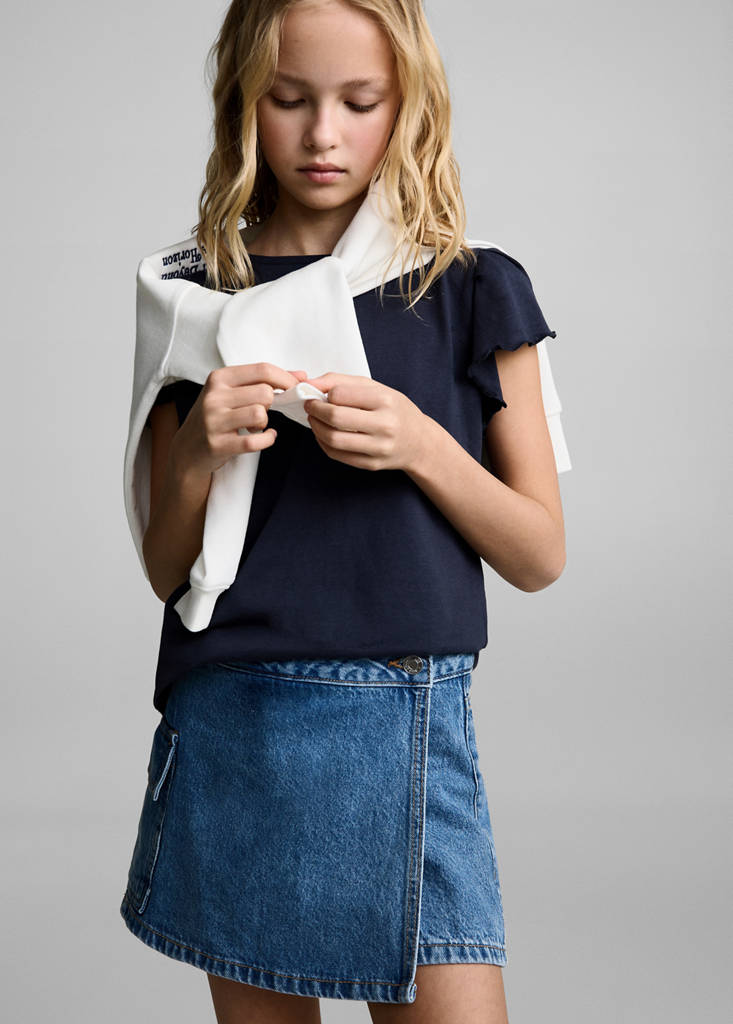 Short-sleeved ruffle t-shirt — Dark Navy
