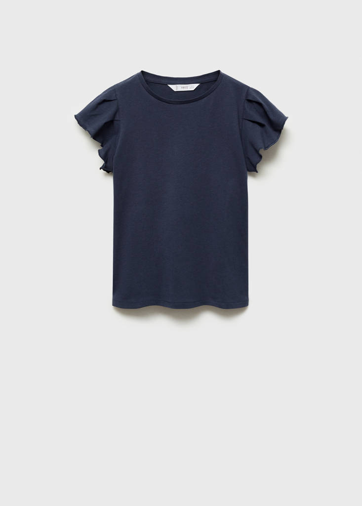 Short-sleeved ruffle t-shirt — Dark Navy