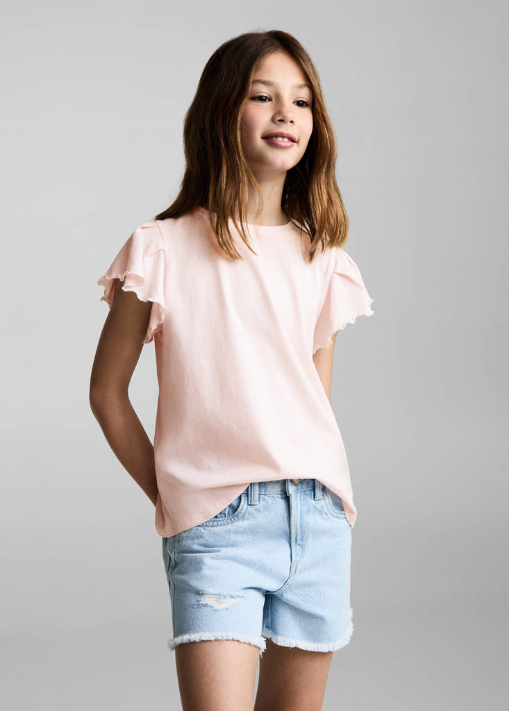 Short-sleeved ruffle t-shirt — Pink