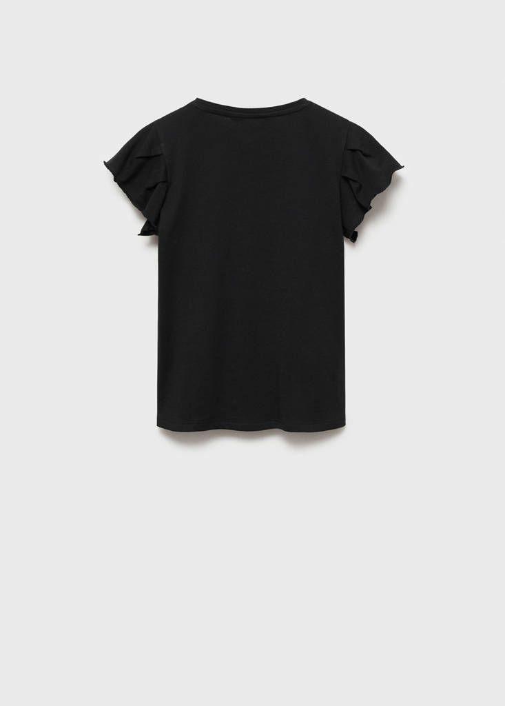 Short-sleeved ruffle t-shirt — Black