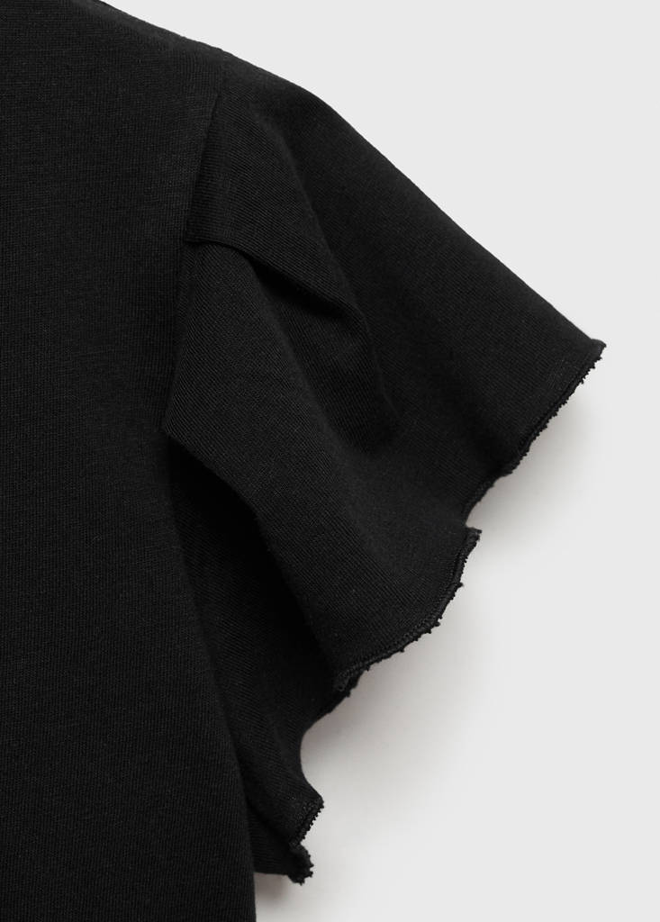 Short-sleeved ruffle t-shirt — Black