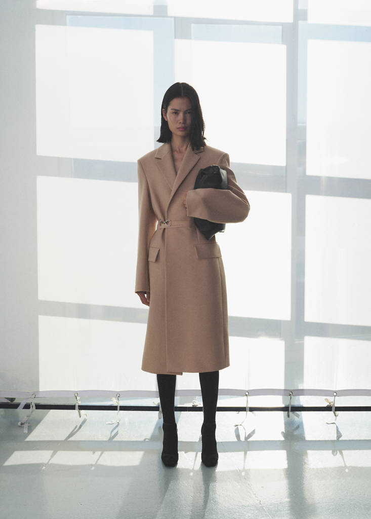 MANGO - Manteau laine ceinture nude - XXL