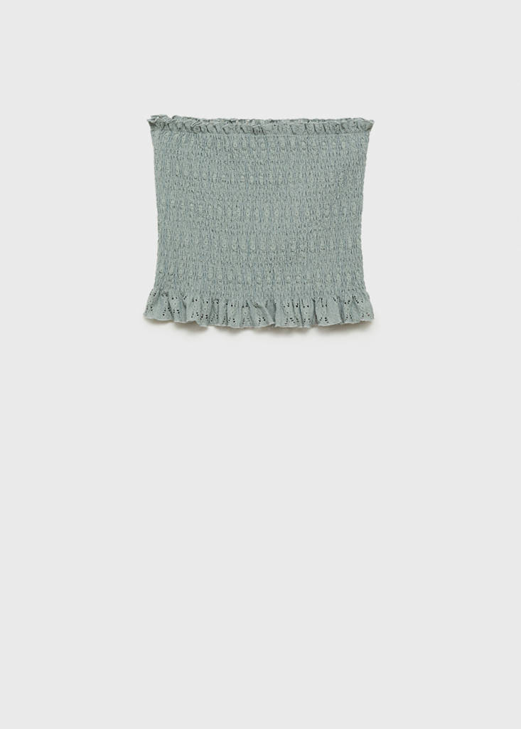 Ruched strapless top — Pastel Green