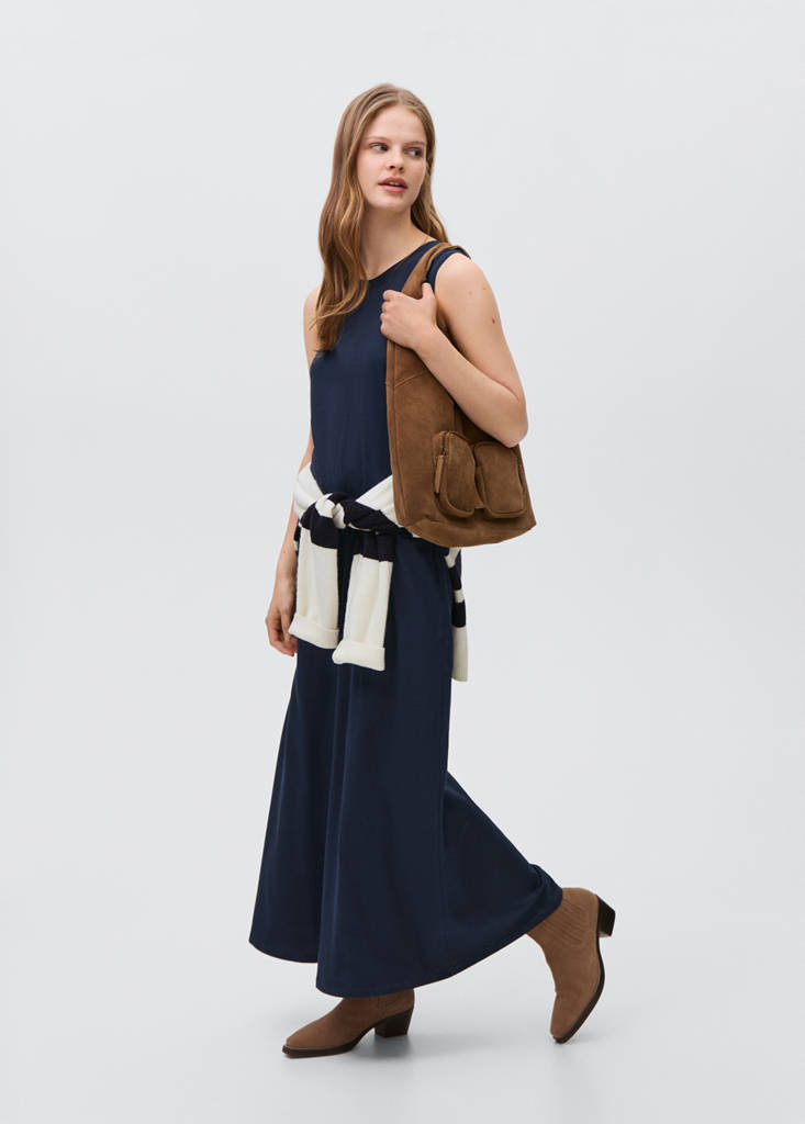 Sleeveless knitted dress — Dark Navy