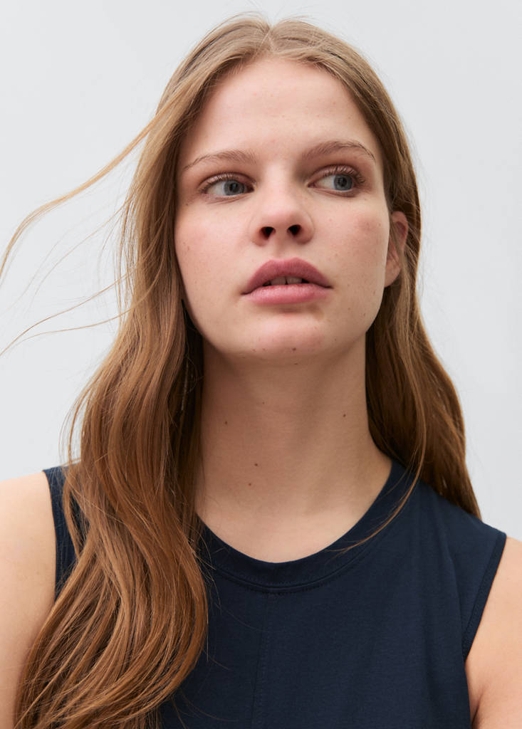 Sleeveless knitted dress — Dark Navy