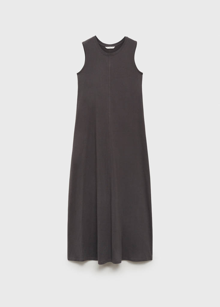 Sleeveless knitted dress — Charcoal
