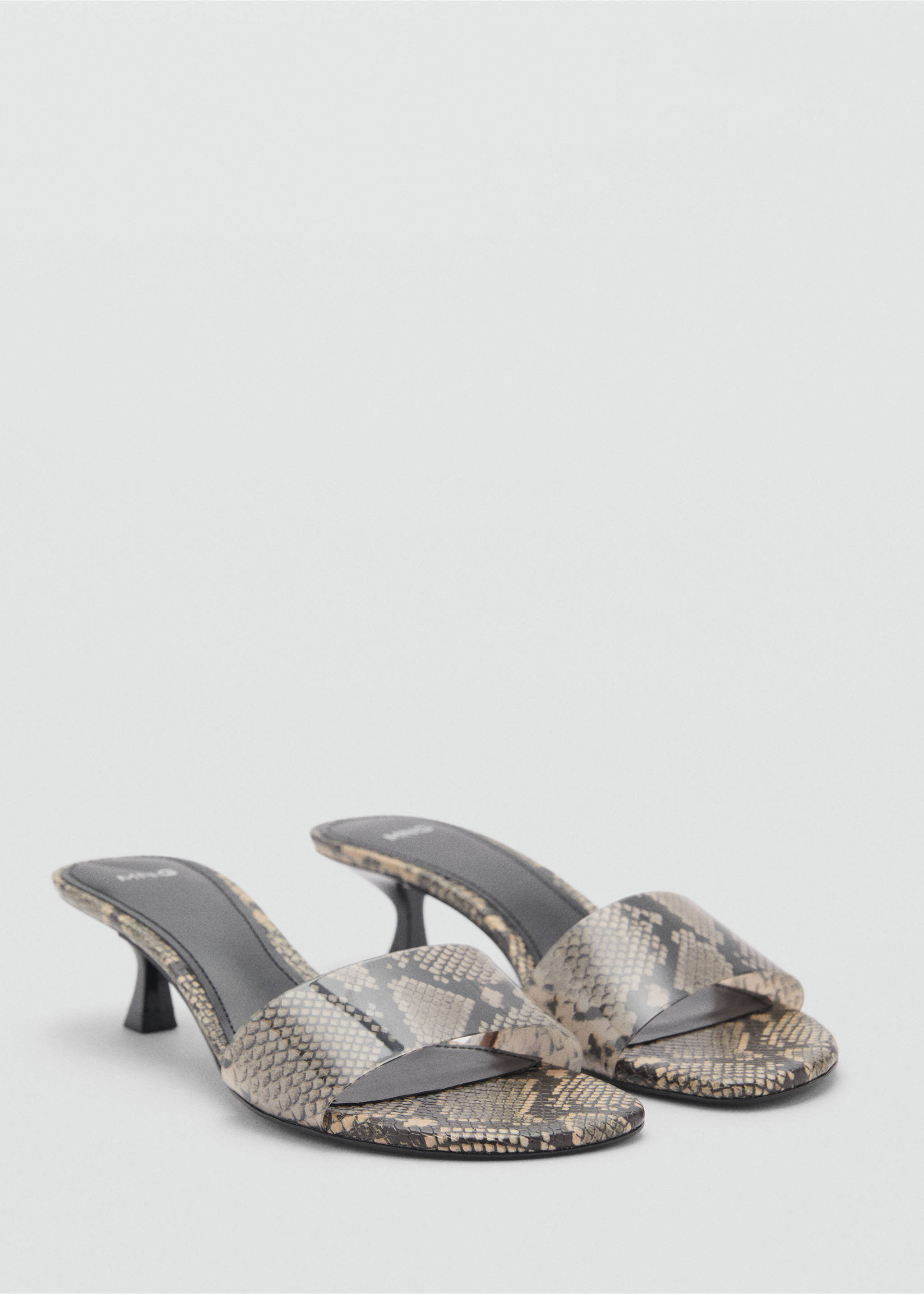 Animal-print sandals with strap - Medium plane, Beige. Ref: 87045736-00.