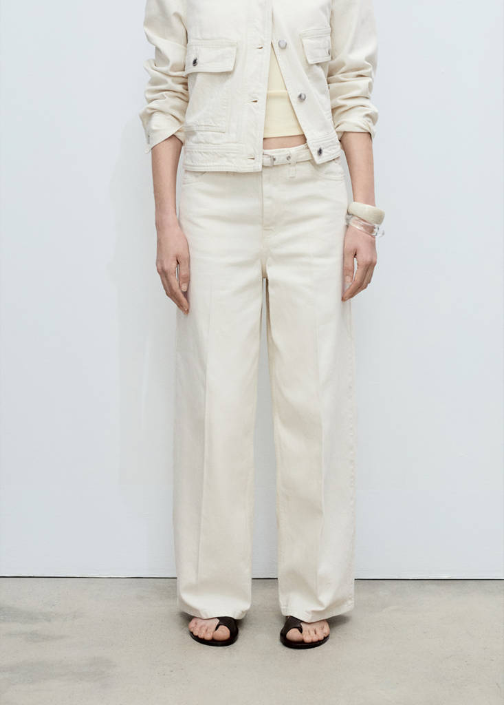 Wide leg jeans with belt — Off White