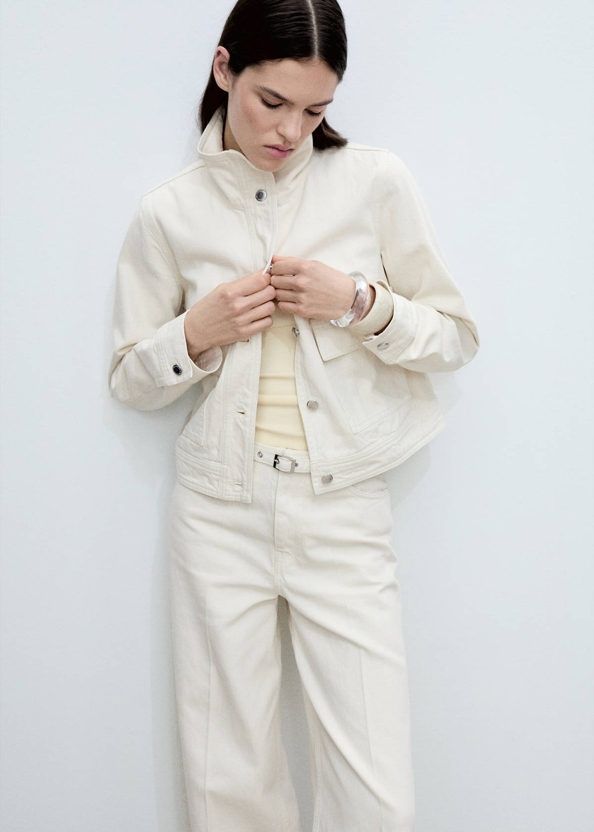 Wide leg jeans with belt — Off White