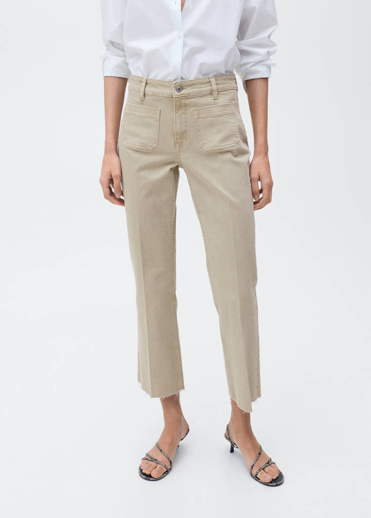 Flared cropped jeans with pockets — Pastel Green
