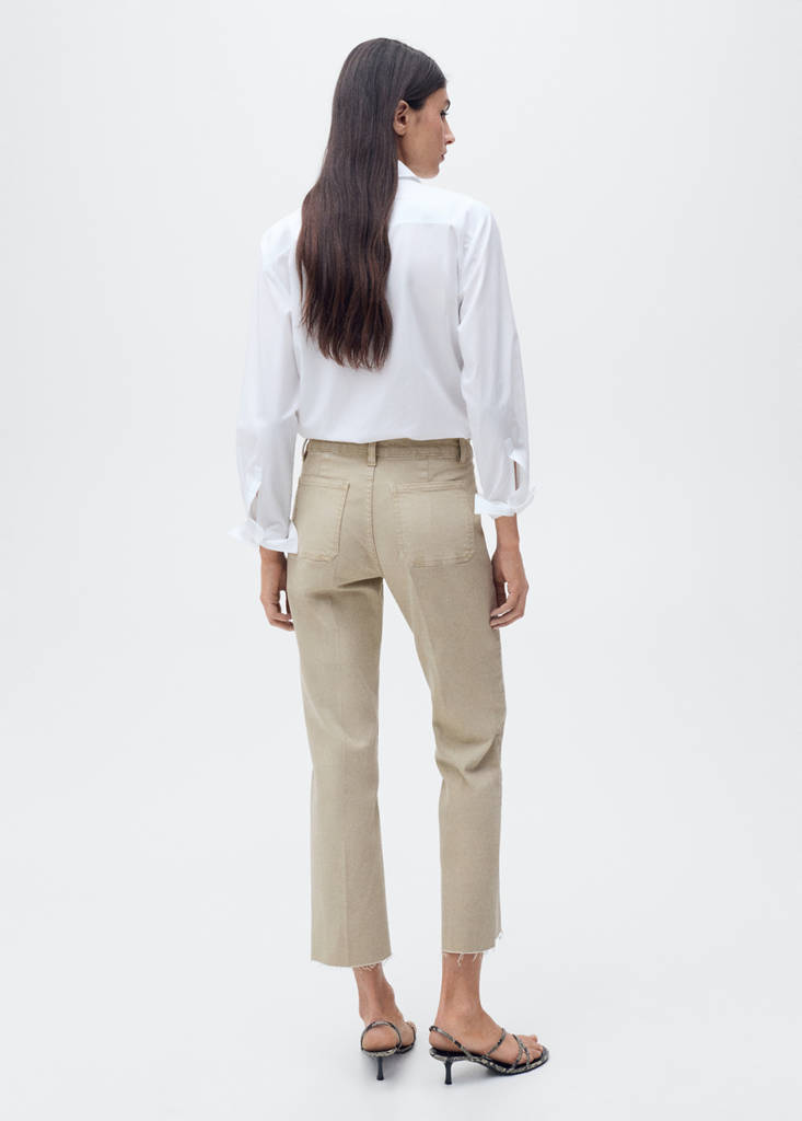 Flared cropped jeans with pockets — Pastel Green