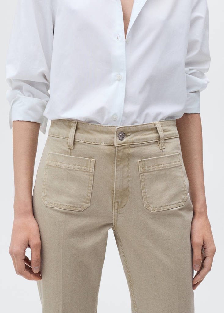 Flared cropped jeans with pockets — Pastel Green