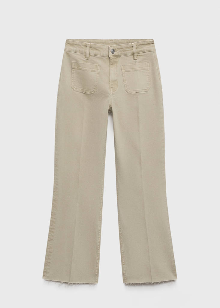 Flared cropped jeans with pockets — Pastel Green