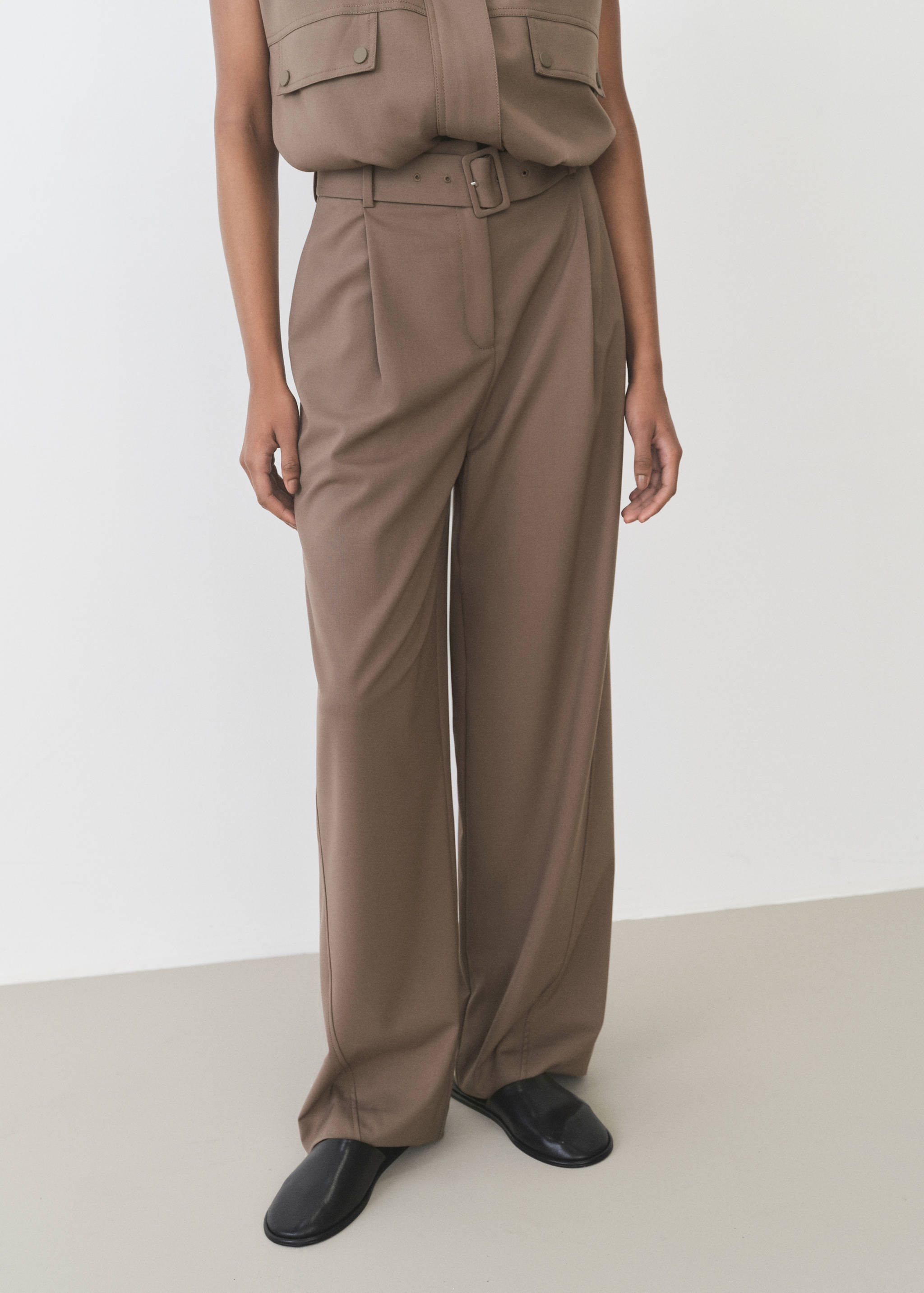 Belt straight-fit pants - Medium plane