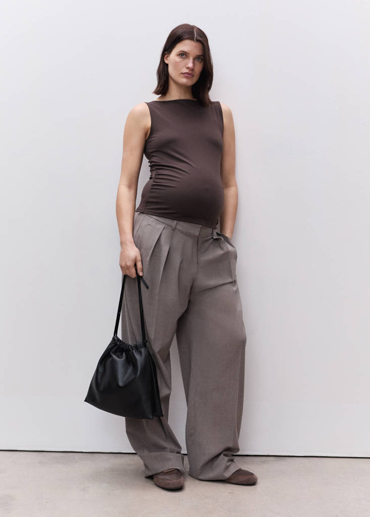 Ruched maternity top — Chocolate