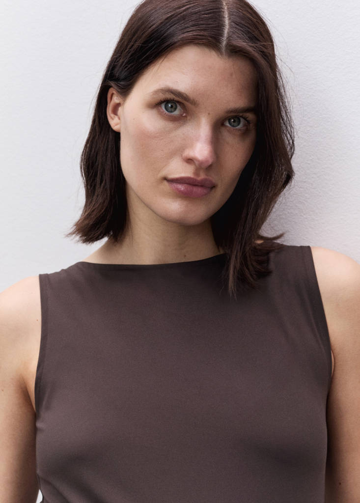 Ruched maternity top — Chocolate