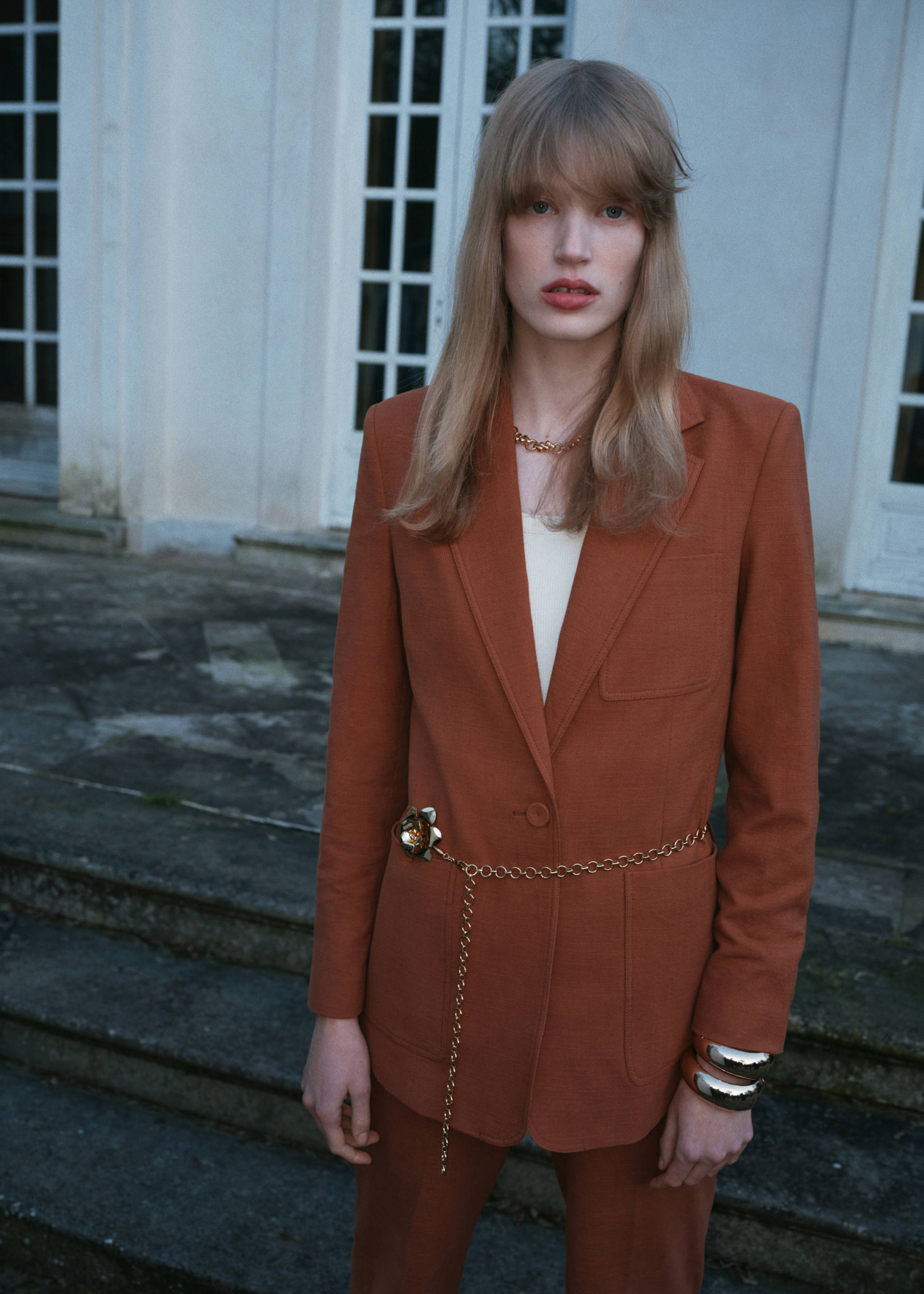 Ceinture métallique combinée décoration florale - Plan général