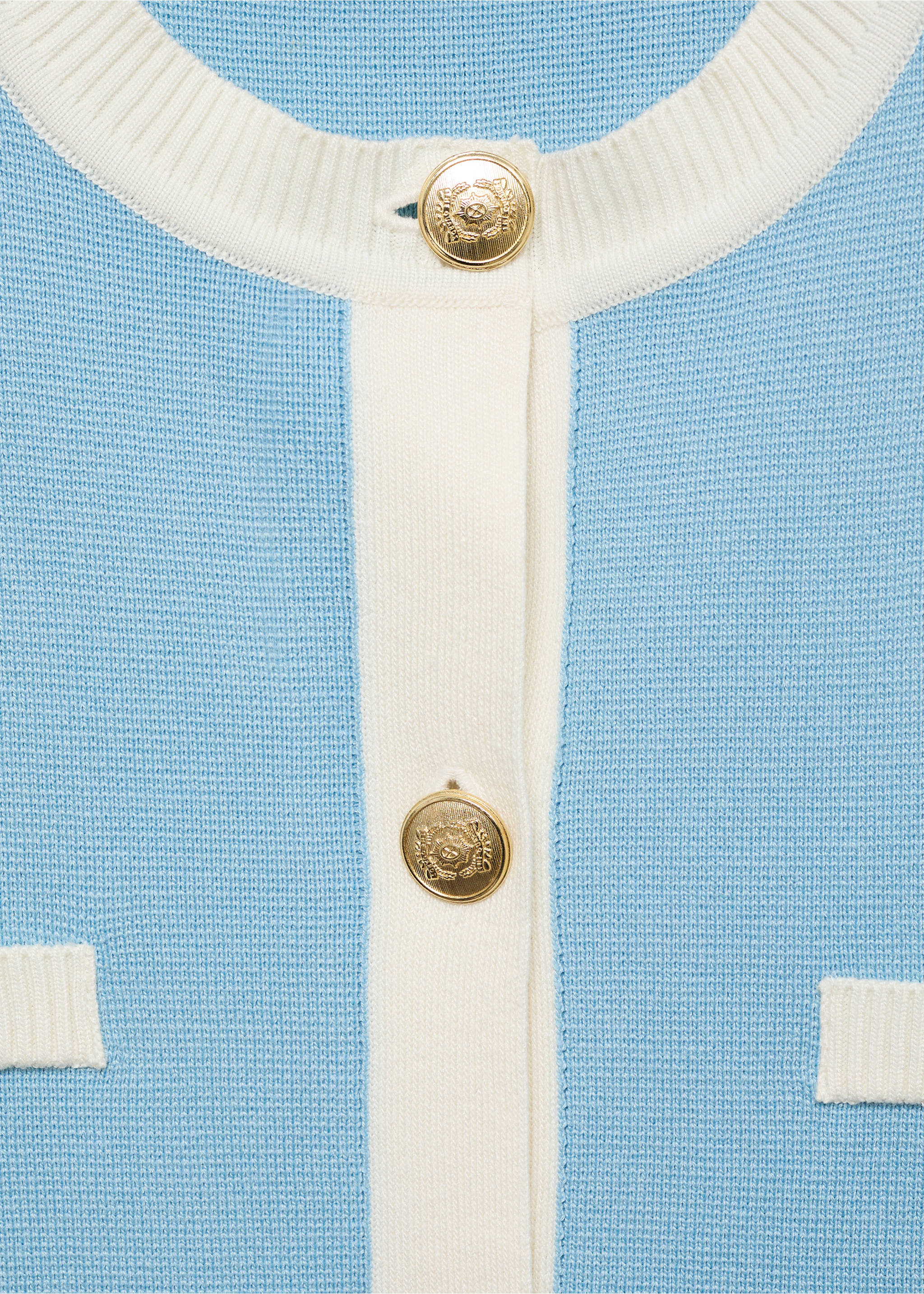 Knitted waistcoat with contrast piping - Details of the article 8, Turquoise. Ref: 87045763-00.