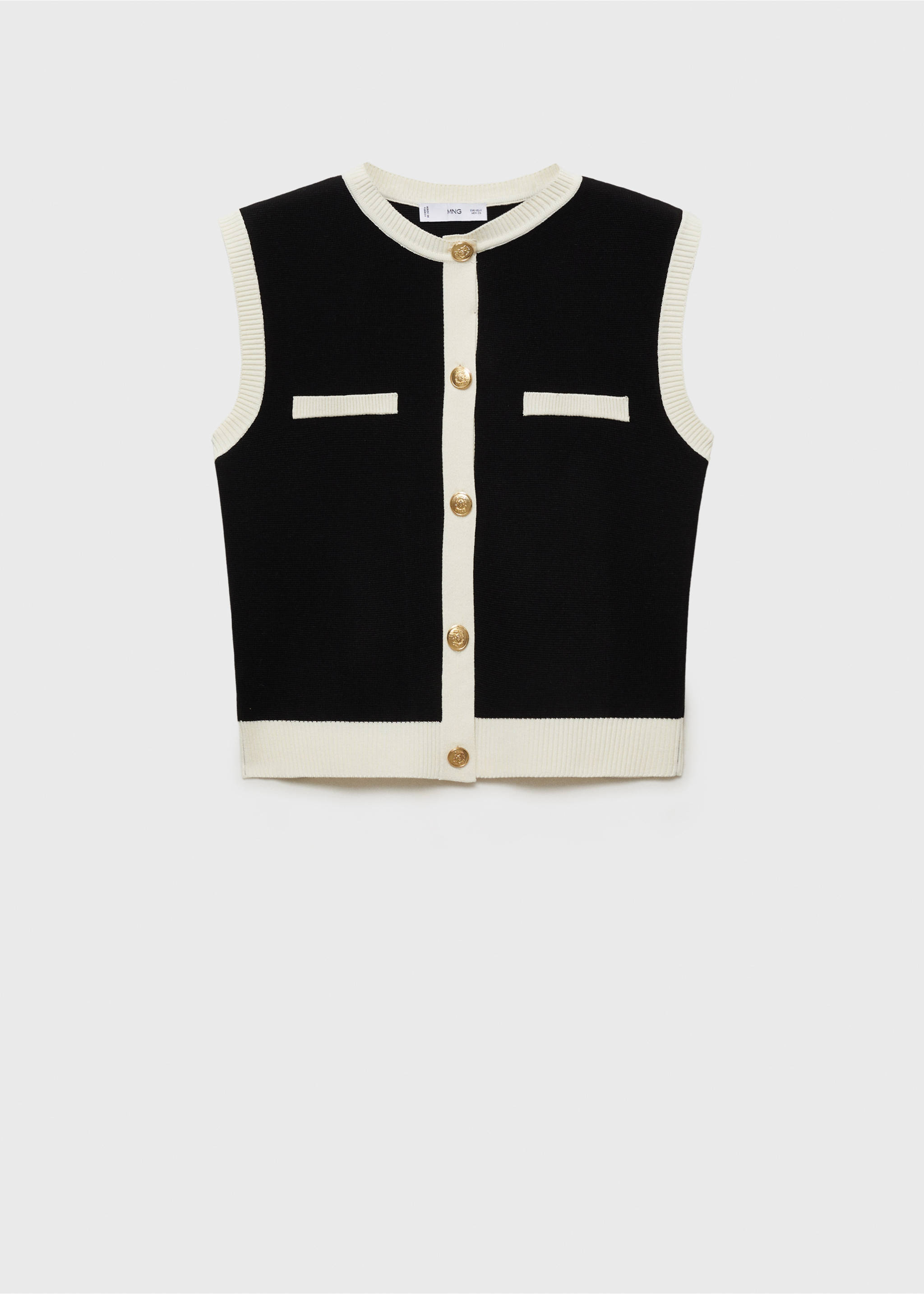 Knitted waistcoat with contrast piping - Article without model, Black. Ref: 87045763-00.