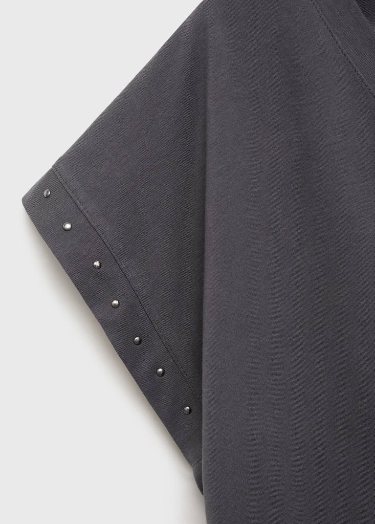 Studded V-neck t-shirt — Charcoal