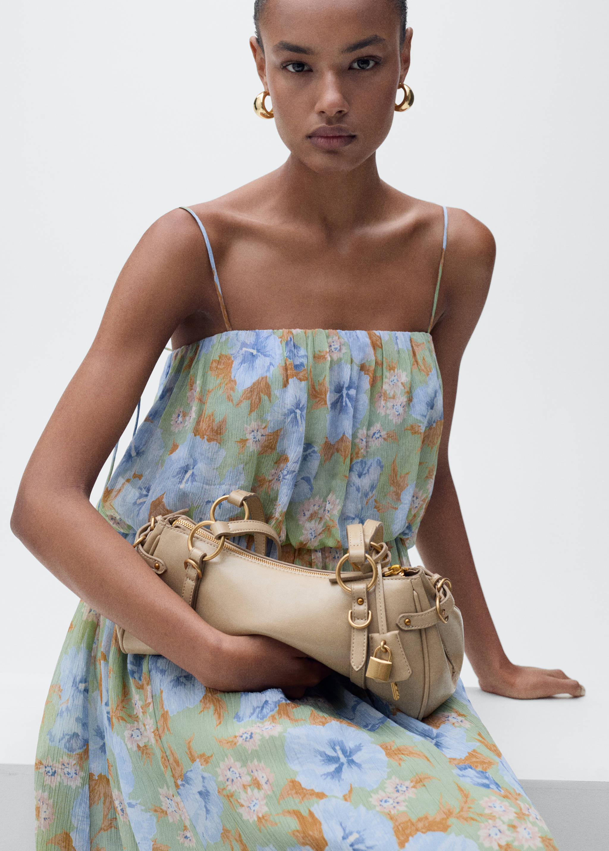 Floral-print dress with gathered waist - Details of the article 2